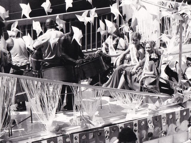 Miss Leeds Metro on a float in June 1976.