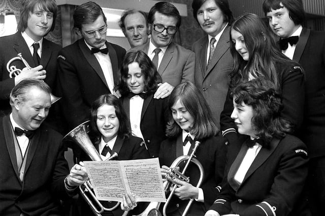 Ashton Brass Band during rehearsals in 1973