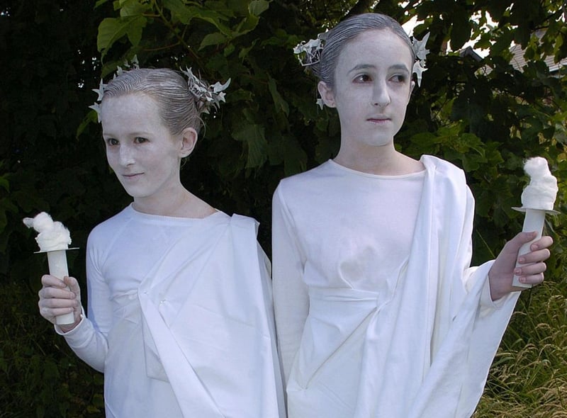 Winners of the Hambleton Gala fancy dress competition, Verity Corbett (left) and Emily Holden as Greek statues