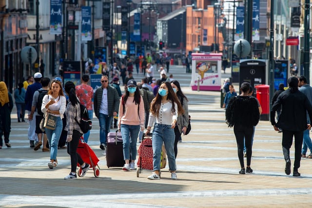 Briggate on Monday, June 15 when lockdown restrictions were lifted and 'non-essential' shops could reopen.