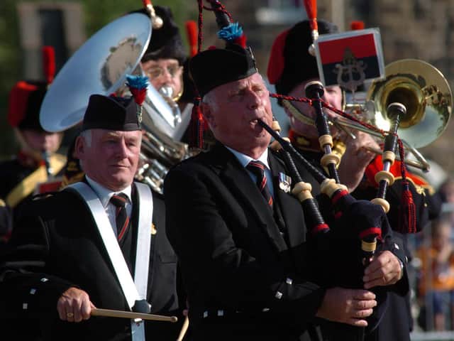 103 Regiment R A Pipes and Drums, one of the marching bands in the Grand Finale in 2010