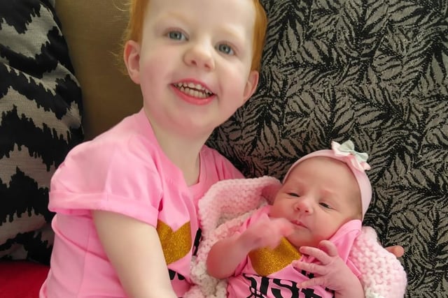 Thanks to Rachel Thomas for sharing this picture of newborn Ava with big sister Ella. Ava was born on March 30, weighing 7lb 10oz in Blackpool.