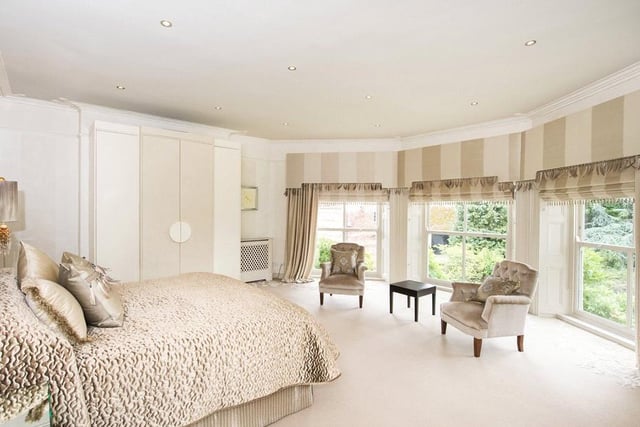 The master bedroom and sixth bedroom boast separate dressing rooms.