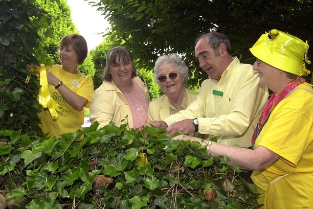 (From left) Beverley Taylor, fundraiser, Paula Bastable, from Broughton, Joyce Cockroft, from Fulwood, Cliff Hughes, chairman and Margaret Morley volunteer at the event in 2004