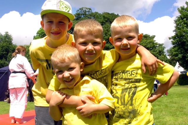 (From left) Connah Swinhoe, nine, Charlie Swinhoe, two, Cameron Swinhoe, seven and Callum Swinhoe, four from Leyland at the St Catherines Hospice Yellow Day in 2012