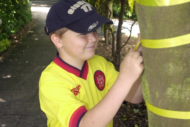 Nathan Trafford, nine from Leyland at the St Catherines yellow ribbon day in 2004