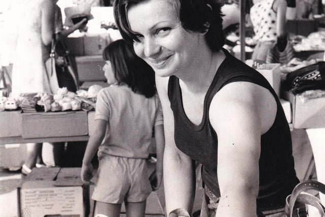Remember this Kirkgate Market trader? This is Maria Chardman pictured in August 1976.
