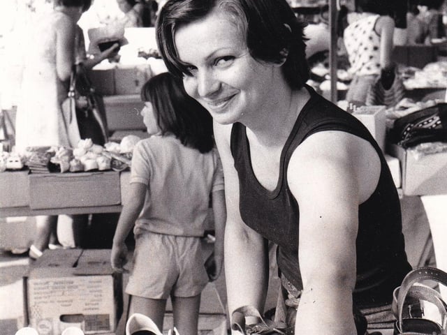 Remember this Kirkgate Market trader? This is Maria Chardman pictured in August 1976.