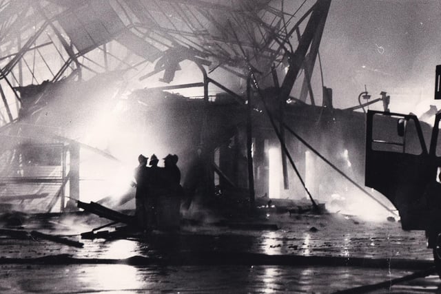 Kirkgate Market at the height of the blaze in December 13, 1975.