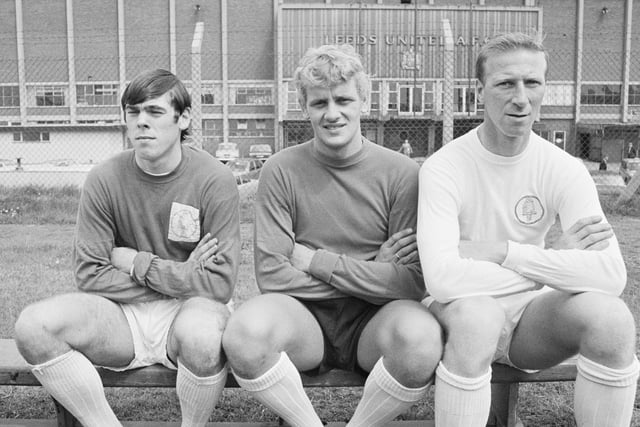 Goalkeepers David Harvey and Gary Sprake with Jack Charlton pictured in August 1968.