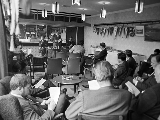 A room full of media for a Leeds United press conference.
