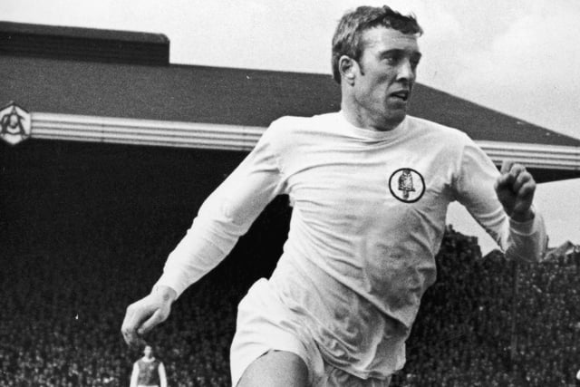 Striker Mick Jones in action against Arsenal at Highbury in December 1969. He finished as United's leading goalscorer that season with 17.