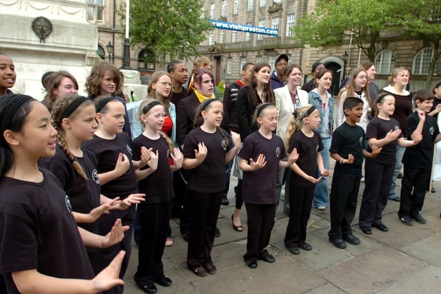 The Celebrate Dont Discriminate Choir performing on Preston Flag Market
