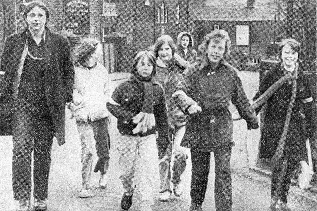 Walkers in Holmfield taking part in the Long March back in 1972.
