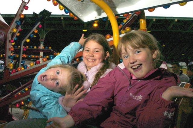 From left, Chloe ODonnell, Kara ODonnell and Keeley Mitchell from Ashton enjoying the Funfair at Preston Flag Market
