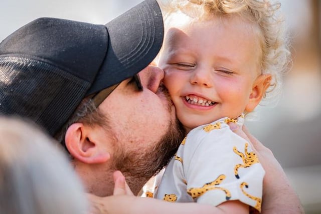 The gleeful tot is seen sprinting towards his parents Charlotte and Daniel, both 30, as the family shared a loving embrace for the first time since their separation.
