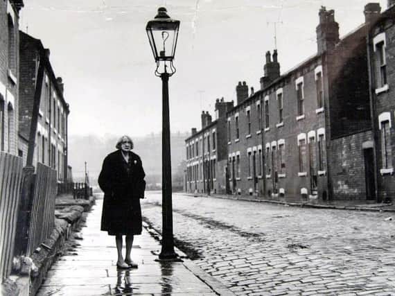 Cardigan Grove, Burley. Leeds. Demolished in 1970, the picture shows Mrs Ethel Kay the last resident of the street.