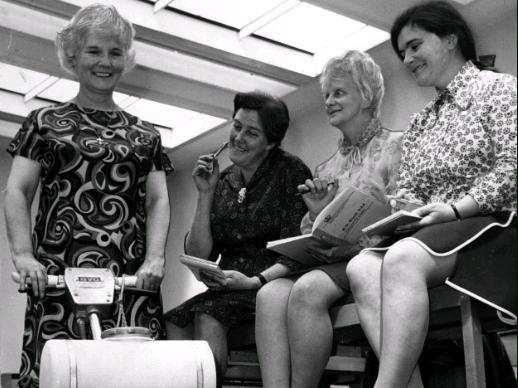 Pictured in class at the Leeds Branch College of Building are Mrs. Ellen Collins, Mrs. Lydia Hart, Mrs. Irene Worthington and Mrs. Barbara Robinson