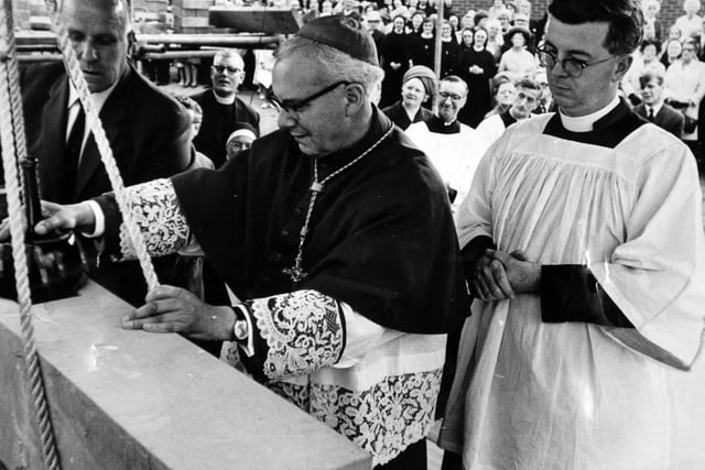 Dr WG Wheeler, Bishop of Leeds, officiated at the blessing and laying of the foundation stone of Mount St Joseph in July 1970.