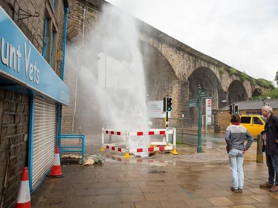 Water pipe burst in Todmorden (picture Bill Pilkington)