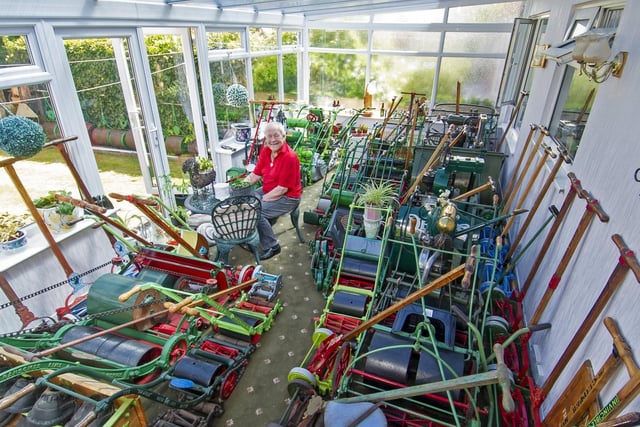 Stan Hardwick from Filey who has a collection of 500 lawnmowers.
