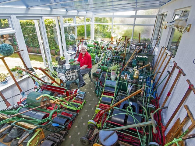 Stan Hardwick from Filey who has a collection of 500 lawnmowers.