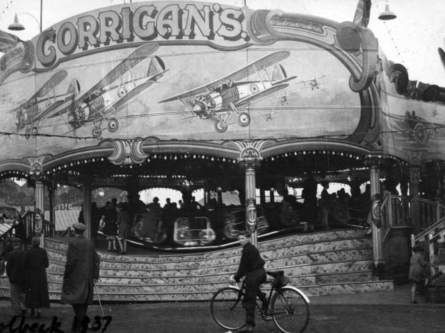 Corrigan's fairground ride, probably taken at the Holbeck Feast, held annually on Holbeck Moor on Elland road. The Corrigans were a well-known and successful family of fairground showmen.