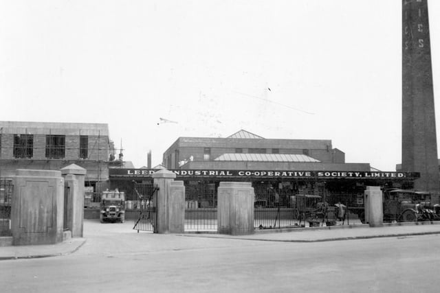 Leeds Industrial Co-operative Society Ltd on Springwell Road. View of dairy premises a wagon loaded with milk churns can be seen.