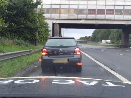 This VW drew the attention of MN18 by driving at 85mph in heavy rain & hogging the middle lane of an empty M6 near Charnock Richard. Maybe if they had passed a driving test they would have known this wasn't allowed. No insurance either. Car seized meaning a long wet walk to Wales