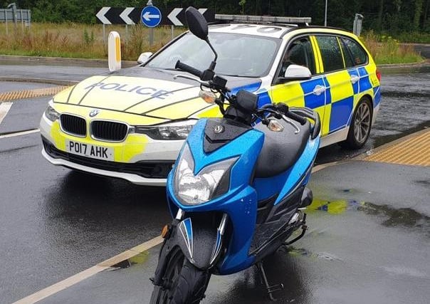 The owner of this moped decided to come out for a ride around Fulwood.  He forgot that as a provisional rider he is not allowed pillion passengers and forgot helmets for himself and his 2 friends.  Moped seized and court date booked.
