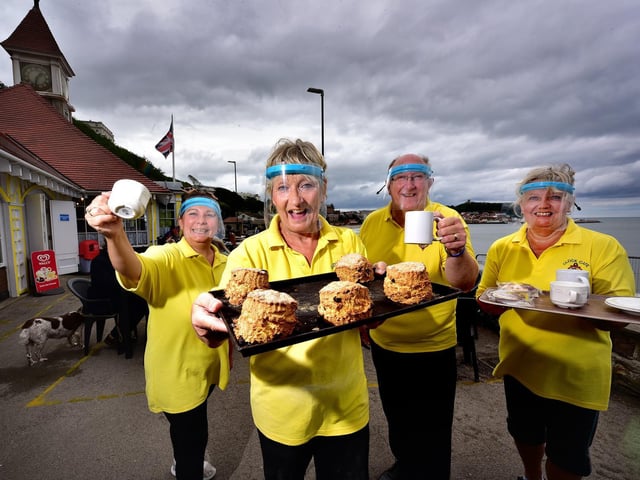 Scarborough's Clock Cafe staff celebrate opening ... Jodie Rainton, Jackie Link, Robin Desborough and Sue Bell.