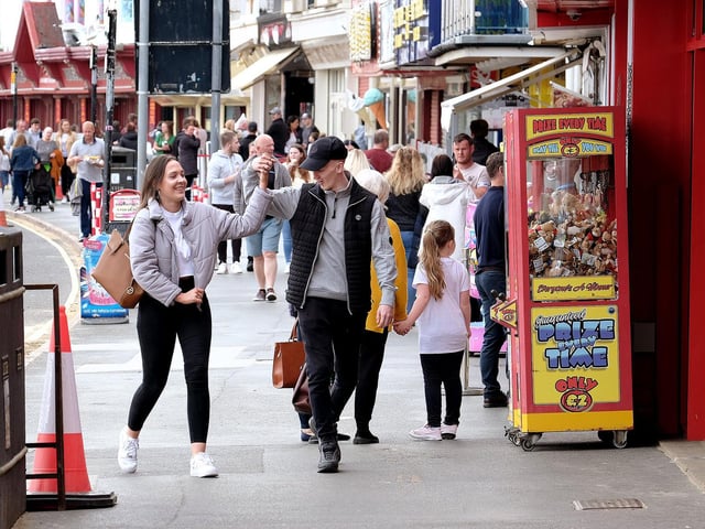 Having fun on the seafront.