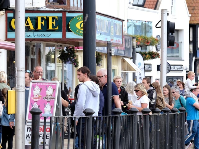 A busy day on the seafront.