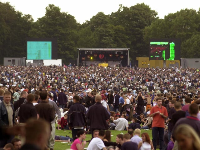 Part of the huge crowd for one of the main stages at the Love Parade.