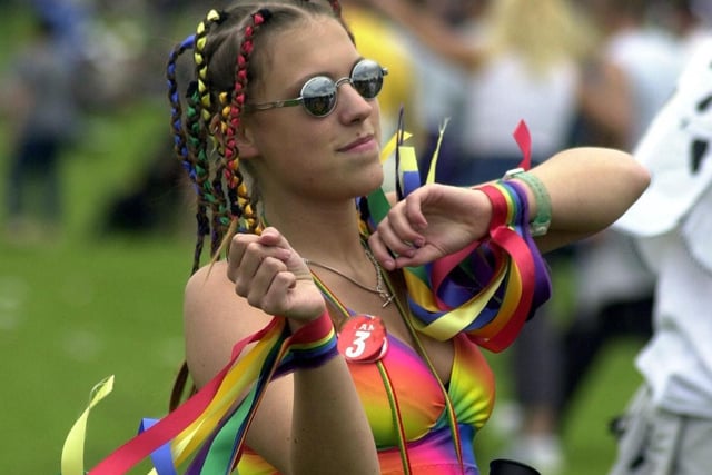 A colourful Nathalie Nettre enjoys the music at the Love Parade.