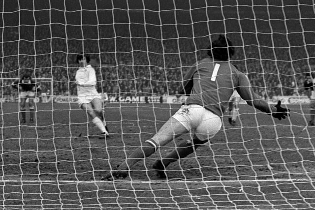 Peter Lorimer was spot on as the Whites drew 1-1 with Leicester City at Elland Road in February 1974.