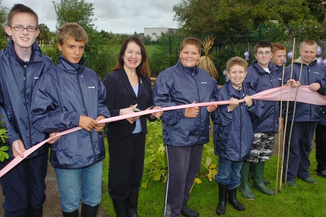MP for Blackpool North and Fleetwood Joan Humble officially opened Great Arley Schools new outdoor classroom. Joan cuts the ribbon, helped by the schools eco warriors who helped create the classroom