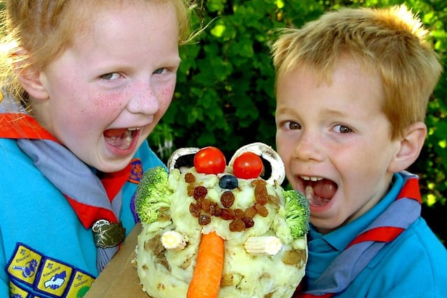 Elephants Kate and Crumple had their 39th birthday celebrations at Blackpool Zoo. Members of the 1st Norbreck Beavers made birthday cakes for the elephants. Pictured are Alicia Platt, seven, and Harry Hambly, six, with one of the cakes