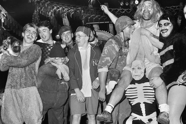 The Wigan Rugby League Club's fancy dress night at the Riverside Club in 1987.