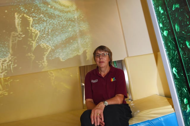 Staff member Sue Moss inside one of the sensory rooms
