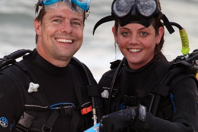 Aquarists Chris Brown and Emily Madge from Sea Life Centre
