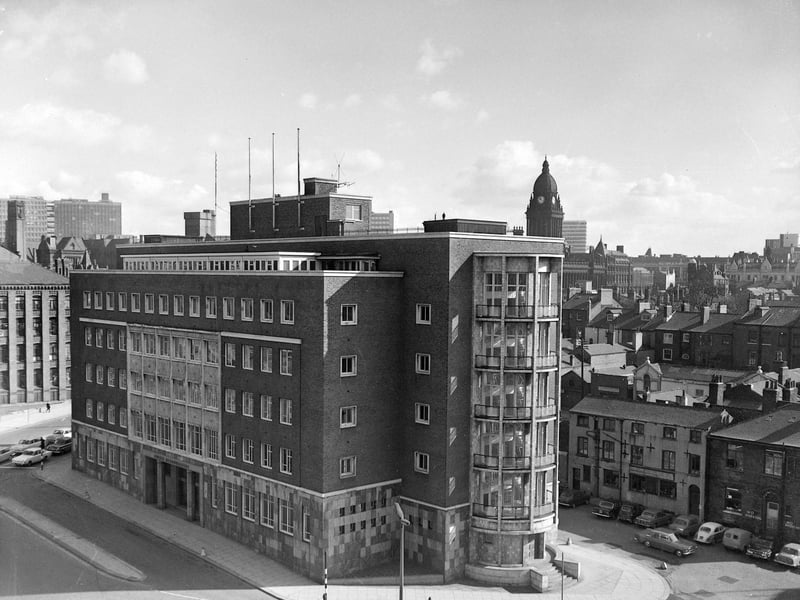 Looking across Leeds City Police headquarters towards the Town Hall from the soon to open Leeds International Pool.