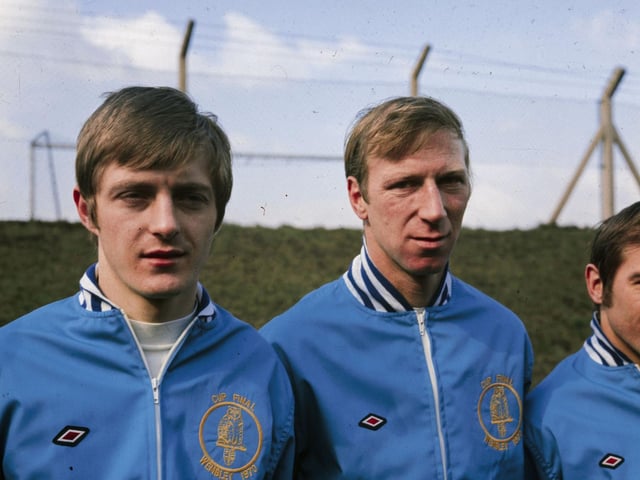 Jack Charlton with Allan Clarke in the Leeds United team line-up in 1970.