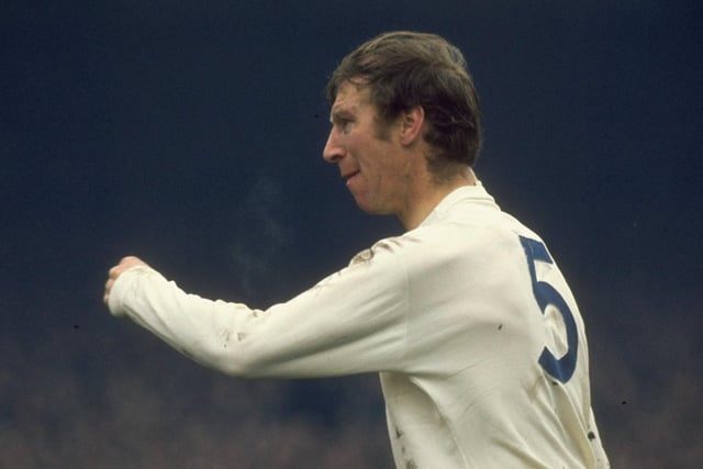 Jack Charlton in action against Stoke City at the Victoria Ground in April 1972.