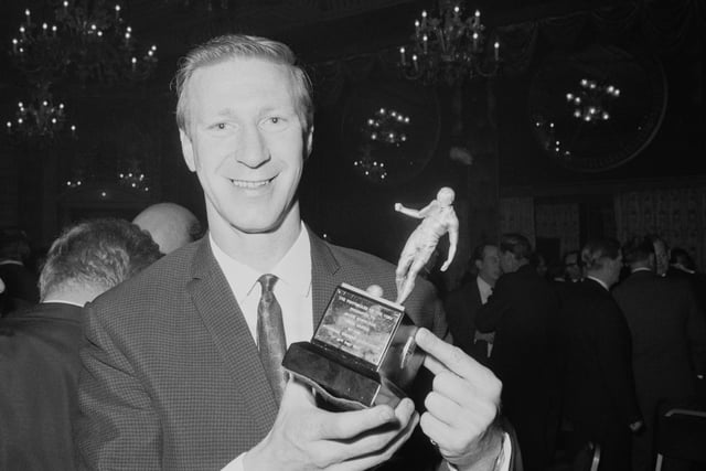 Jack Charlton holding the award for 'Footballer of the Year' in May 1967.