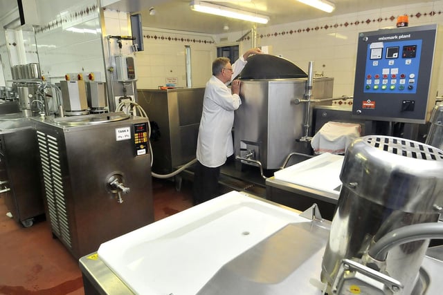 Owner Giulian Alonzi makes the ice cream in the factory area, in 2017.