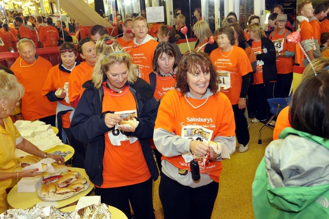 Providing bacon sandwiches at the St Catherine's Hospice Midnight Walk in 2010.