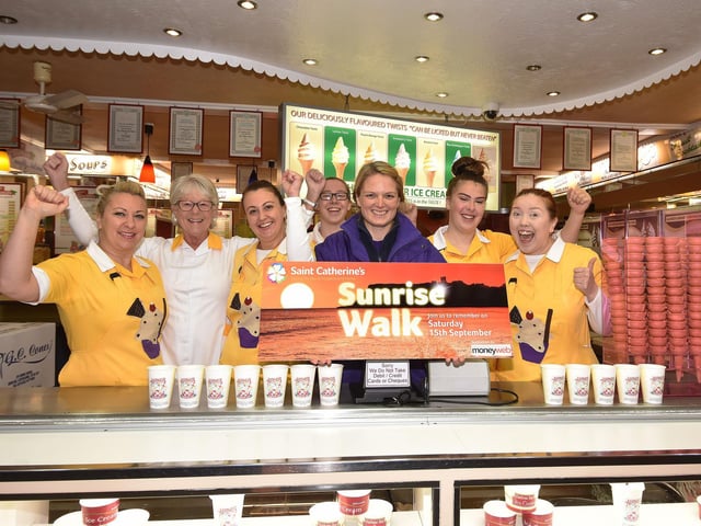 Publicising the St Catherine's Hospice Sunrise Walk in 2018.
