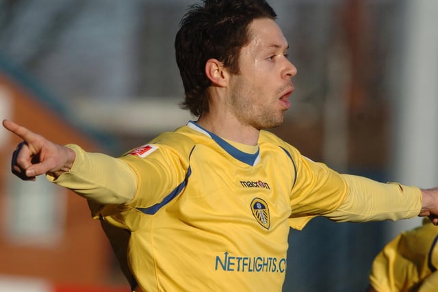 Pictured here scoring against Stockport County in 2008 Christie played four times for the Whites before injury forced him to retire.