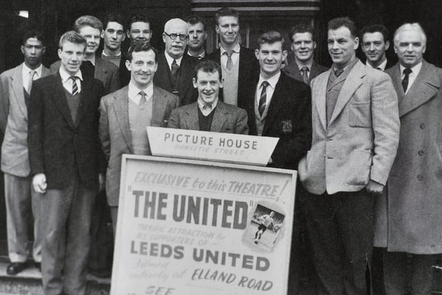 Leeds United take a break from training. Pictured here outside Holbeck's Domestic Street Picture House.